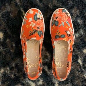 Brand new Keds x Rifle Paper platform slip-ons